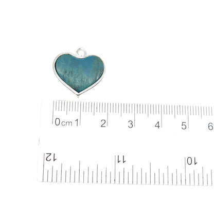 ELIAS 925 Sterling Silver Vintage Peru Real Kingman Turquoise Heart Mini Pendant