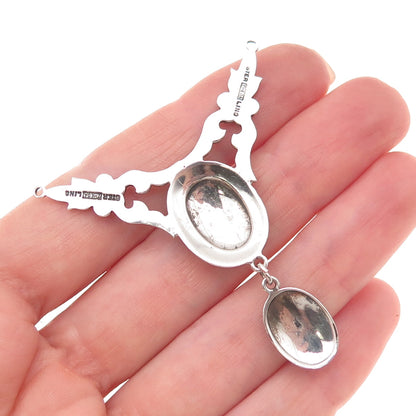 Theda 925 Sterling Silver Antique Art Deco Real Marcasite Centerpiece Pendant