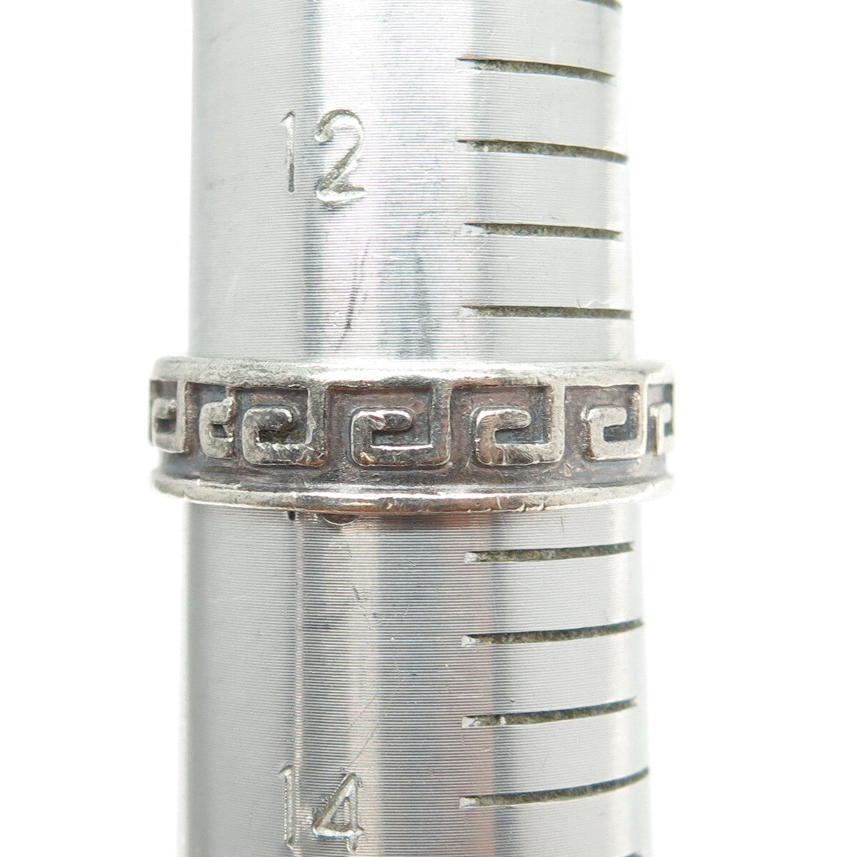 925 Sterling Silver Vintage Mexico Aztec Key Band Ring Size 13.25