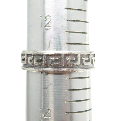 925 Sterling Silver Vintage Mexico Aztec Key Band Ring Size 13.25