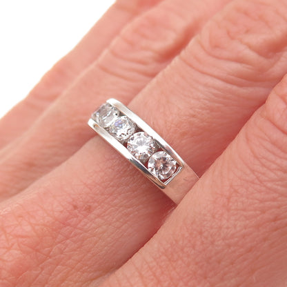 925 Sterling Silver Round-Cut C Z Ring Size 7.5