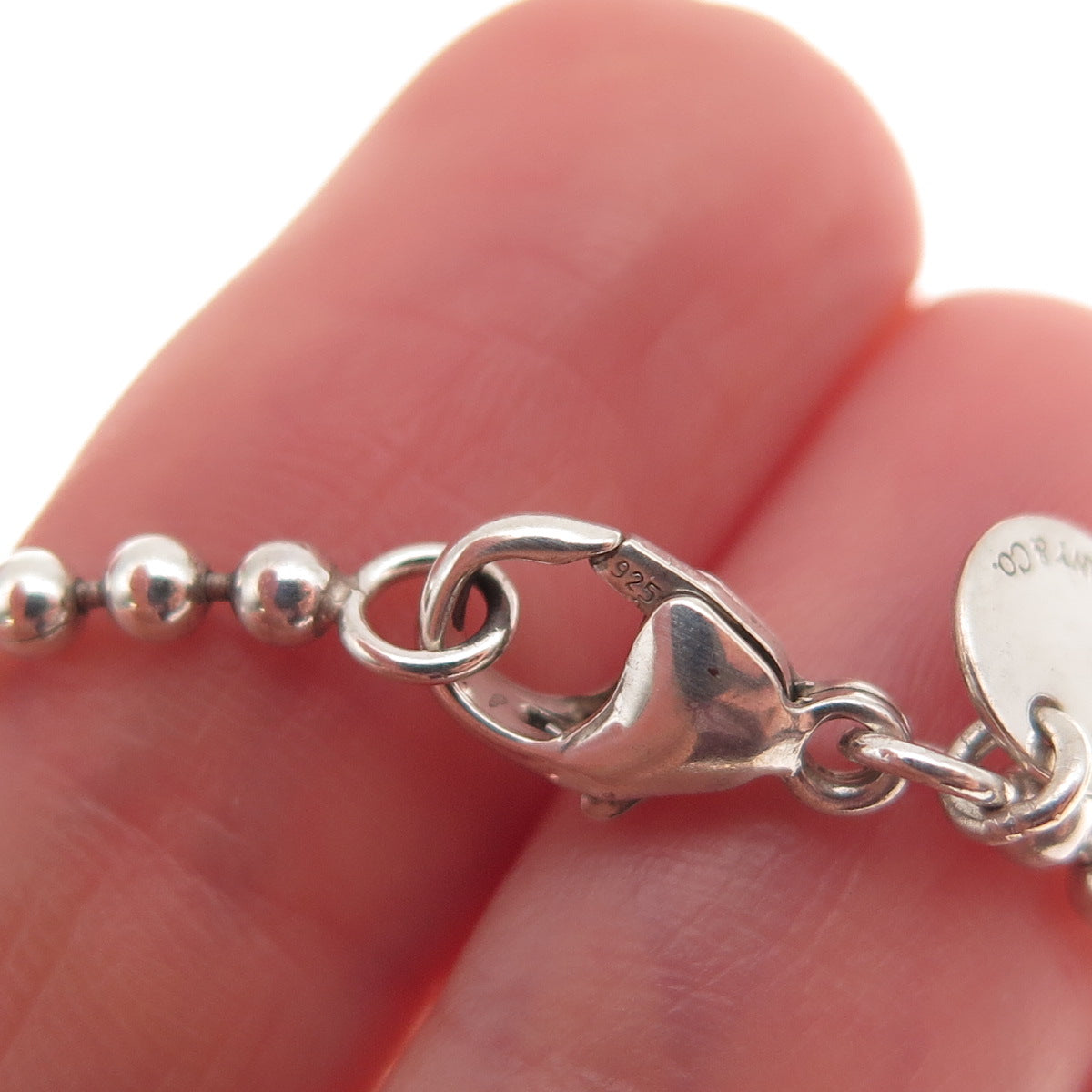 Tiffany & Co 925 Sterling Silver Vintage 2003 Tag Ball Beaded Chain Necklace 22"
