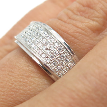 925 Sterling Silver 2-Tone Pave C Z Ring Size 6