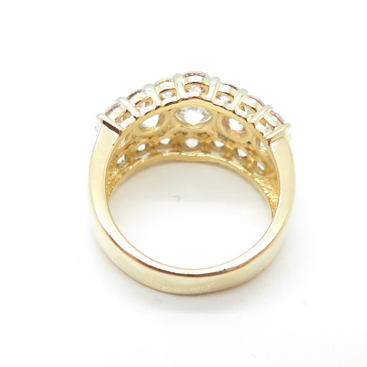 925 Sterling Silver Gold Plated Round-Cut C Z Promise Ring Size 6