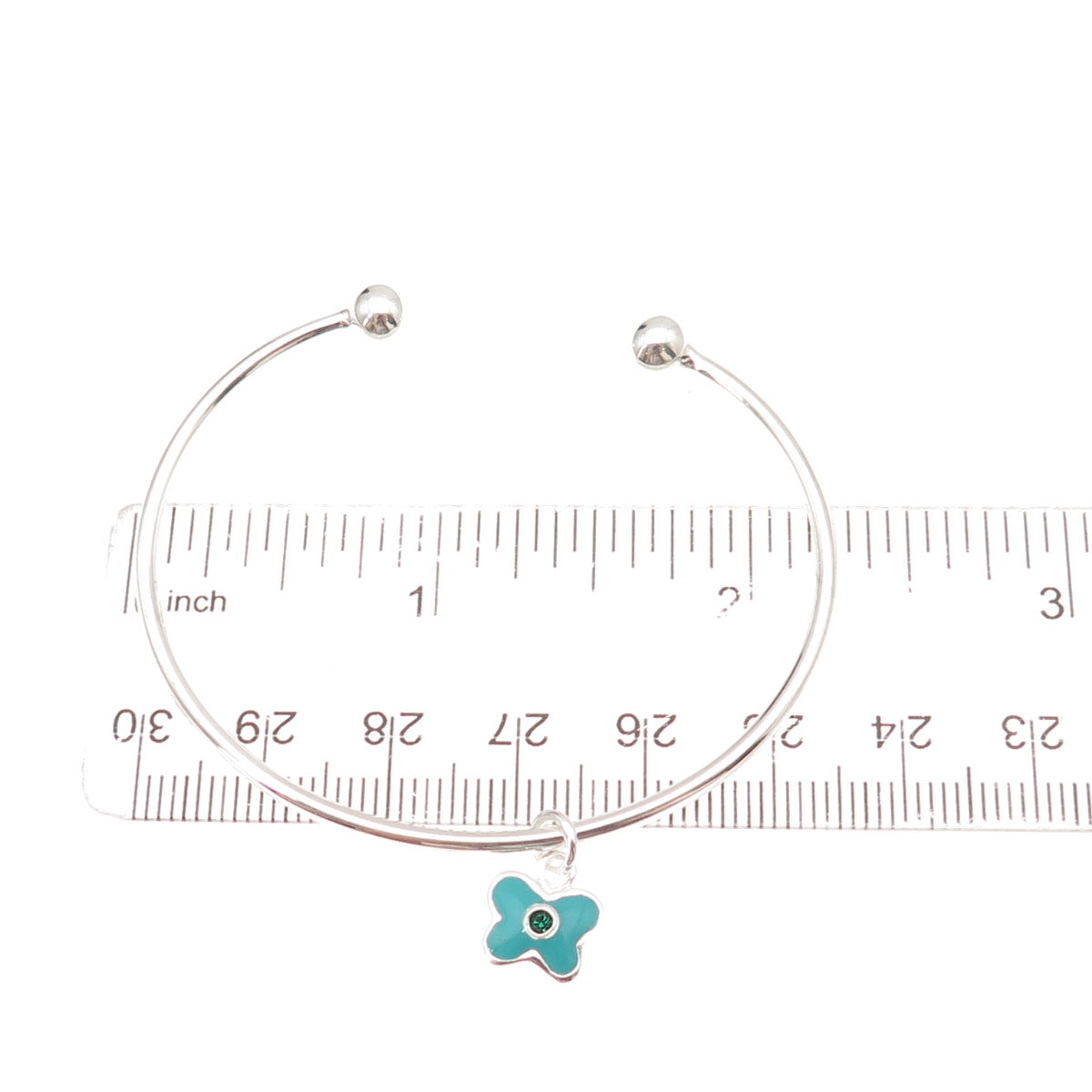925 Sterling Silver Enamel Green Crystal Butterfly Adjustable Bracelet 5.75"