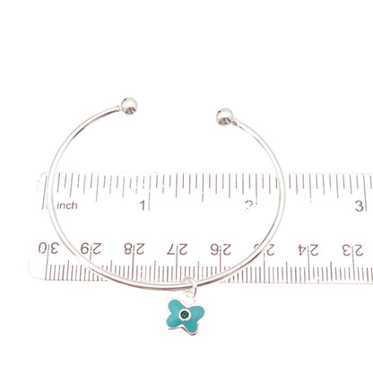 925 Sterling Silver Enamel Green Crystal Butterfly Adjustable Bracelet 5.75"