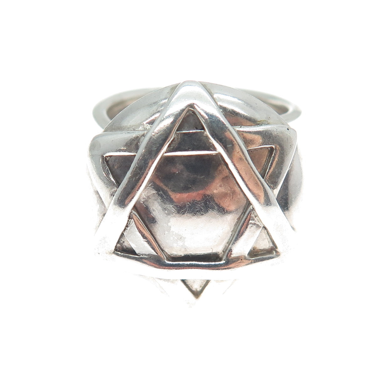 950 Silver Vintage Star of David Adjustable Ring Size 7.5