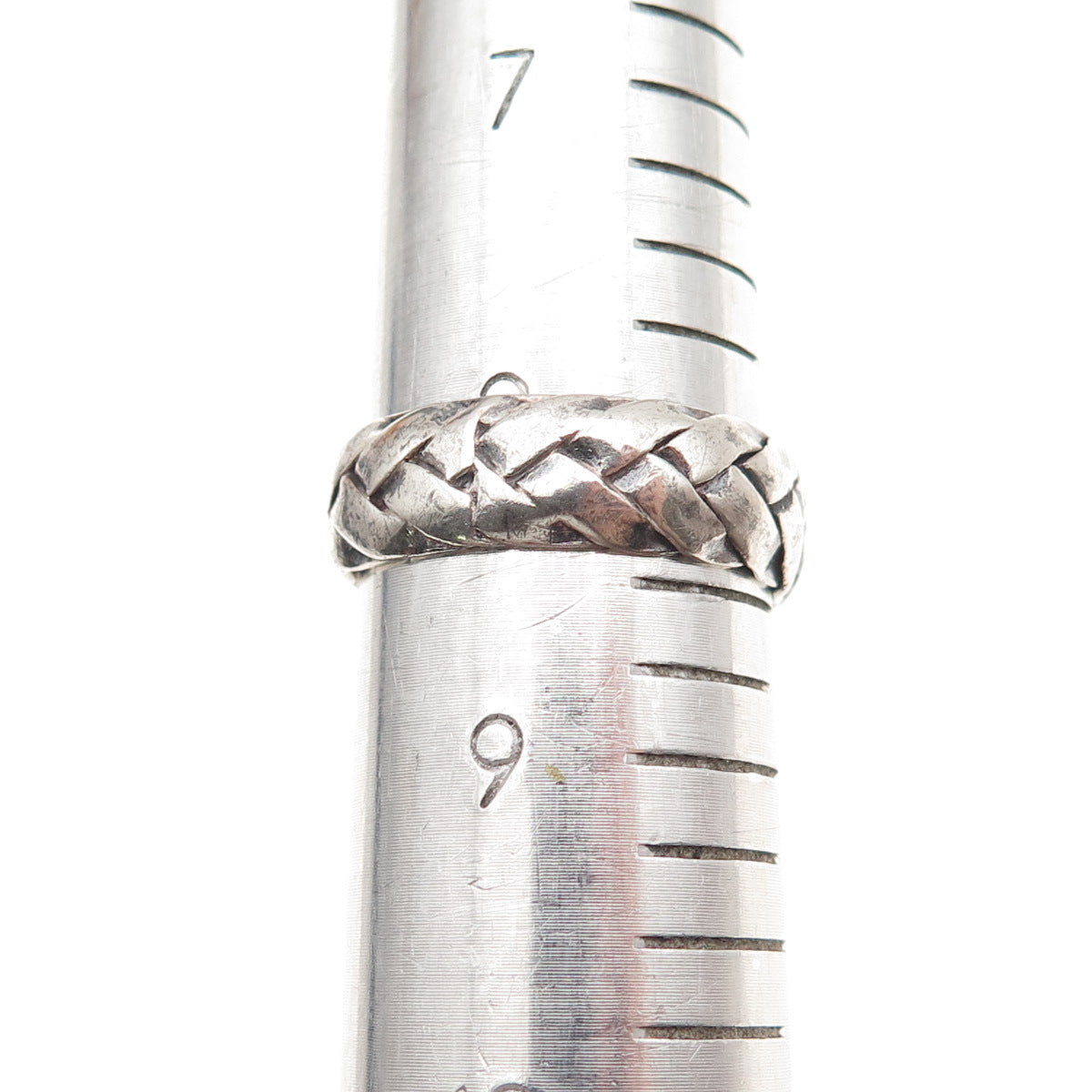 925 Sterling Silver Vintage Braided Oxidized Band Ring Size 8.5