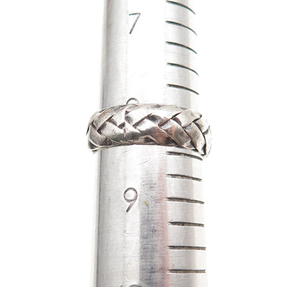 925 Sterling Silver Vintage Braided Oxidized Band Ring Size 8.5