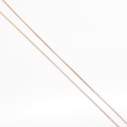 925 Sterling Silver Rose Gold Plated Italy Diamond Accent Box Chain Necklace 18"