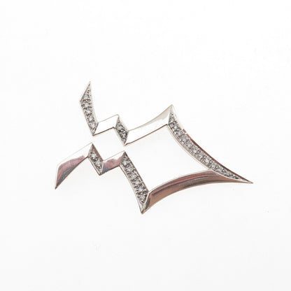 925 Sterling Silver Real Round-Cut Diamond Arrow Centerpiece Charm Pendant