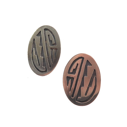 Old Pawn 925 Sterling Silver Vintage Southwestern Oxidized Tribal Earrings