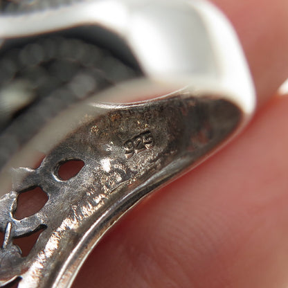 925 Sterling Silver Vintage Modernist Swirl Oxidized Ring Size 6