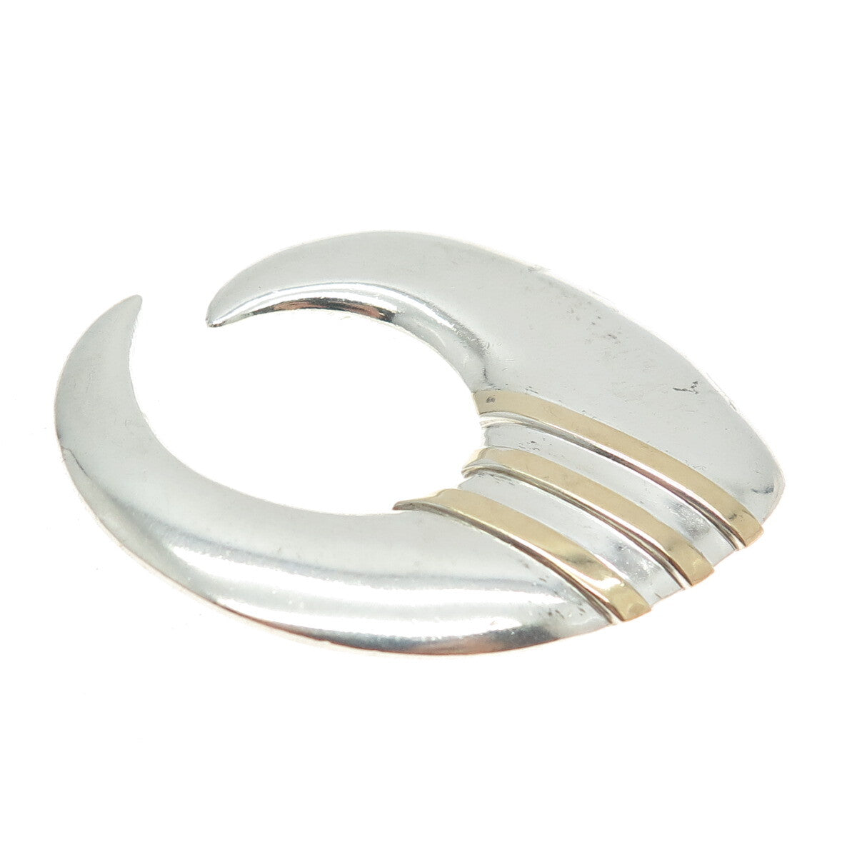 CIANI 925 Sterling Silver & 14K Yellow Gold Vintage Modernist Pendant