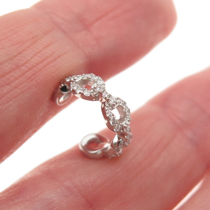 925 Sterling Silver Round-Cut C Z Cable Link SINGLE Cuff Earring