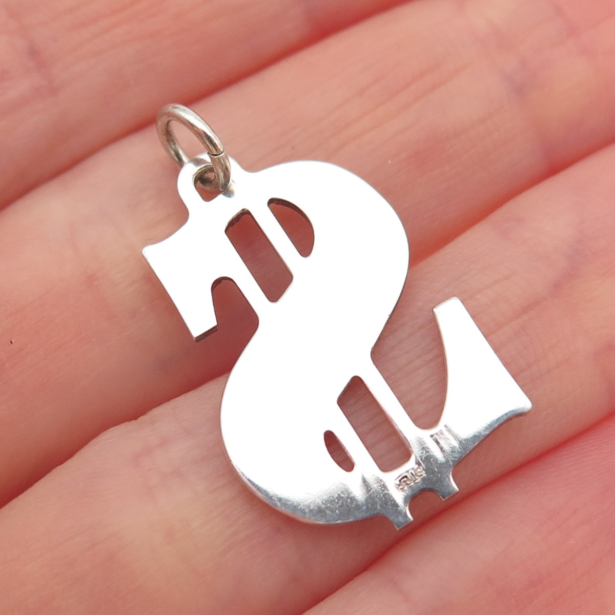 925 Sterling Silver Vintage Dollar Symbol Charm Pendant