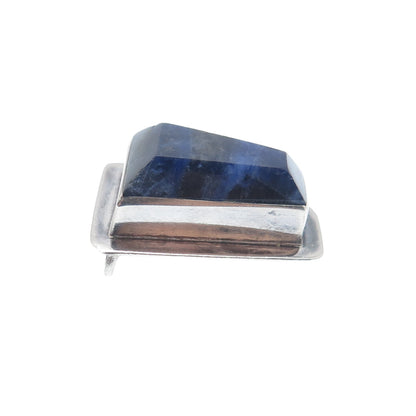 925 Sterling Silver Vintage Real Sodalite Modernist Slide Pendant
