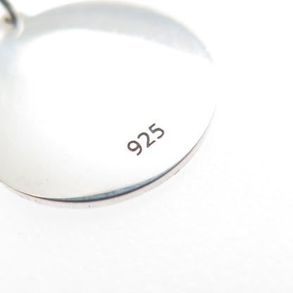 925 Sterling Silver Peach Enamel Ice Cream Round Tag Minimalist Charm Pendant