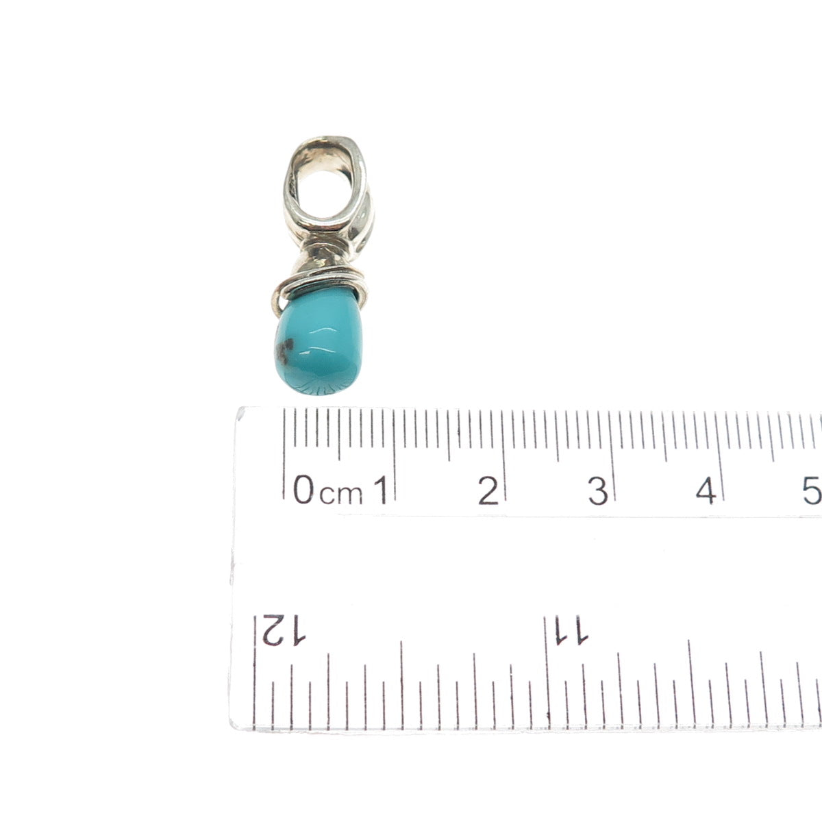 HAGIT GORALI 925 Sterling Silver Vintage Real Turquoise Modernist Charm Pendant