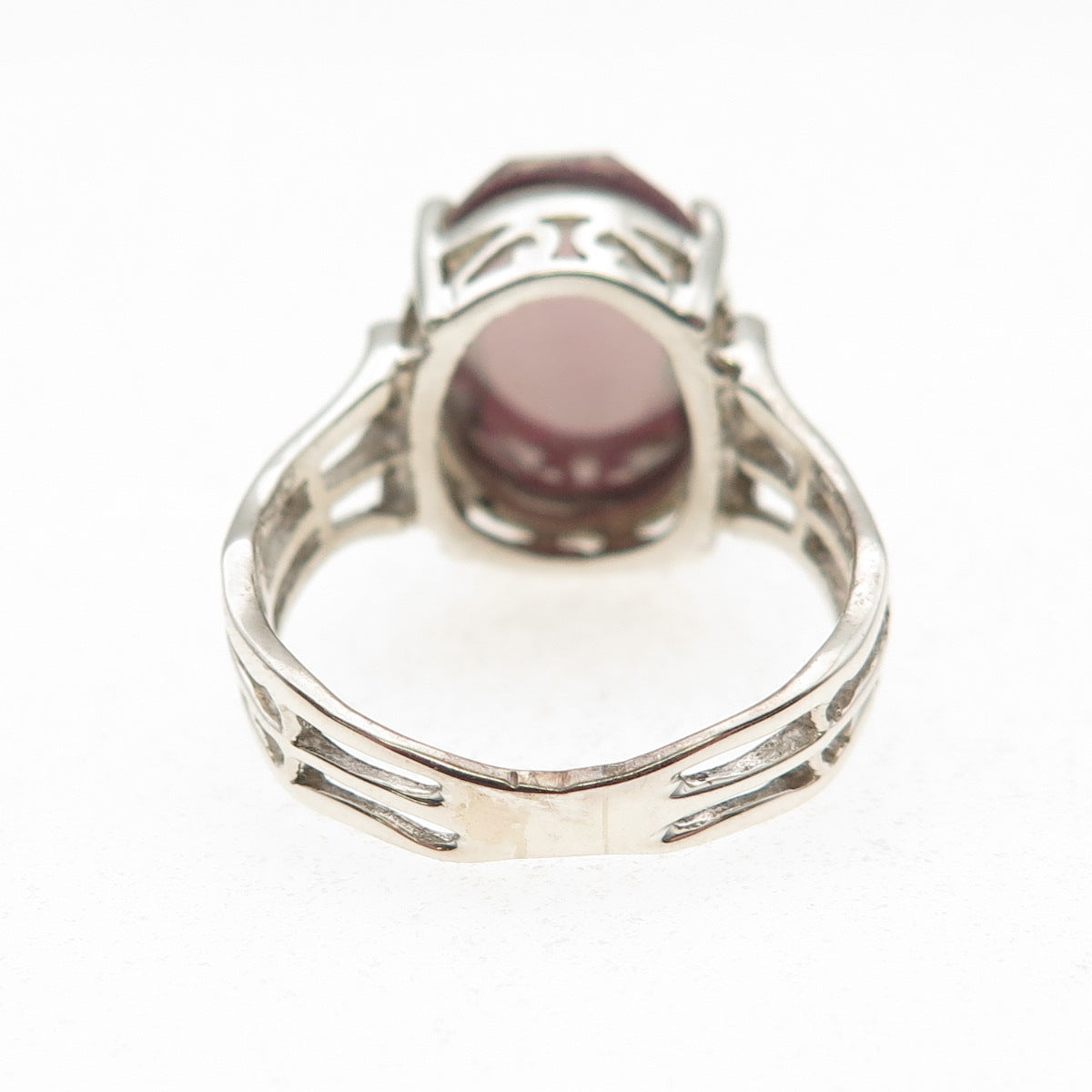 BJC Samuel Benham 925 Sterling Silver Vintage Cherry Glass Modernist Ring Size 9
