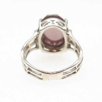 BJC Samuel Benham 925 Sterling Silver Vintage Cherry Glass Modernist Ring Size 9