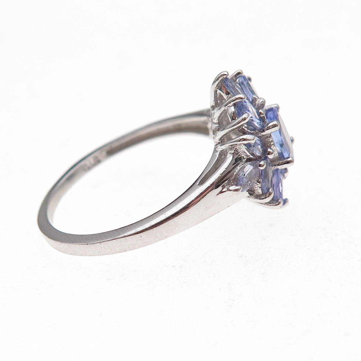 Chuck Clemency 925 Sterling Silver Real Tanzanite Floral Ring Size 9