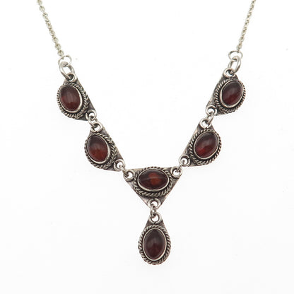 925 Sterling Silver Vintage Real Amber Cable Chain Necklace 16-18"