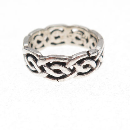 Peter Stone 925 Sterling Silver Vintage Celtic Knot Oxidized Band Ring Size 3.75
