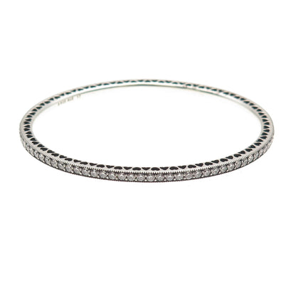 Pandora 925 Sterling Silver Round-Cut C Z Bangle Bracelet 6.5"