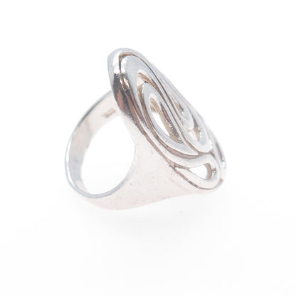 925 Sterling Silver Vintage Modernist Swirl Ring Size 6.25