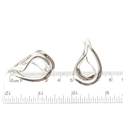 950 Silver Vintage Italy Modernist Interlocked Teardrop Earrings