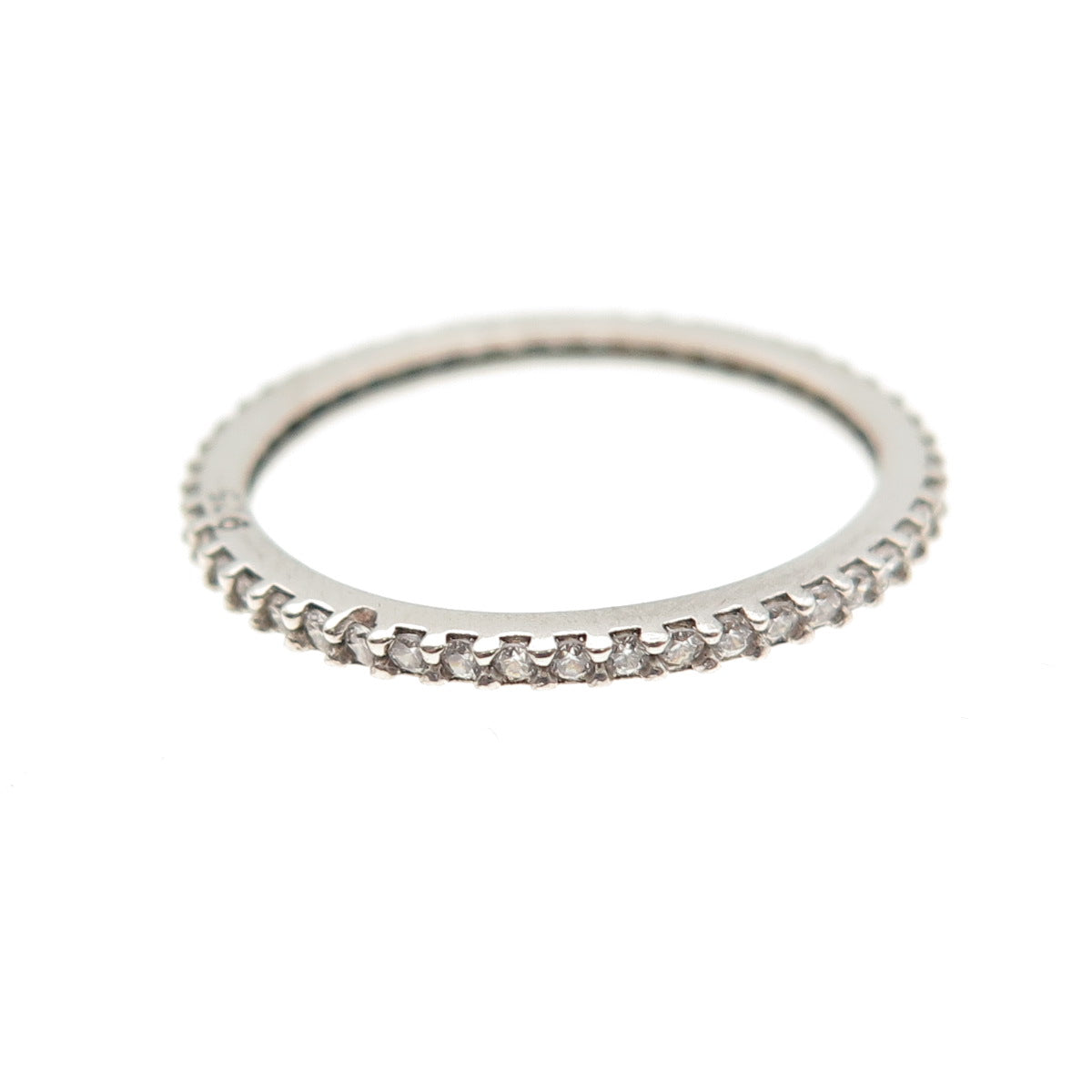 925 Sterling Silver Round-Cut C Z Eternity Stackable Band Ring Size 6.25