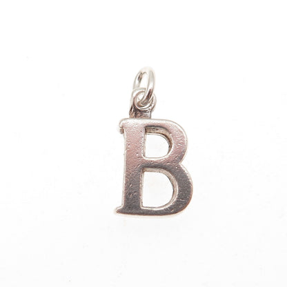 925 Sterling Silver Vintage Letter B Initial Oxidized Charm Pendant
