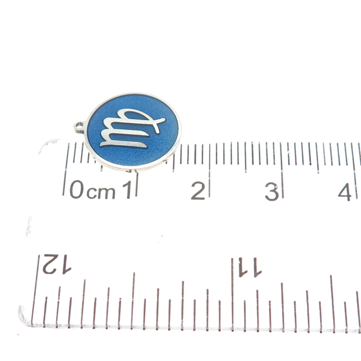 TOKEMOTI 925 Sterling Silver Blue Enamel Virgo Zodiac Minimalist Charm Pendant