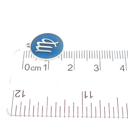 TOKEMOTI 925 Sterling Silver Blue Enamel Virgo Zodiac Minimalist Charm Pendant