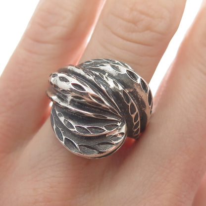 CHAPAL ZENRAY Sterling Silver Vintage Diamond-Cut Twisted Oxidized Ring Size 8.5