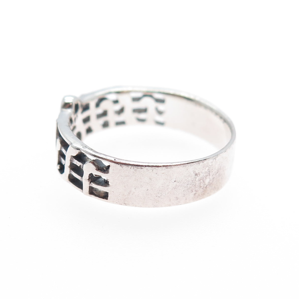 925 Sterling Silver Vintage Treble Clef Music Note Oxidized Band Ring Size 8.75