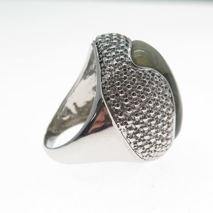DSMK 925 Sterling Silver Real Labradorite Gemstone Ring Size 7.25