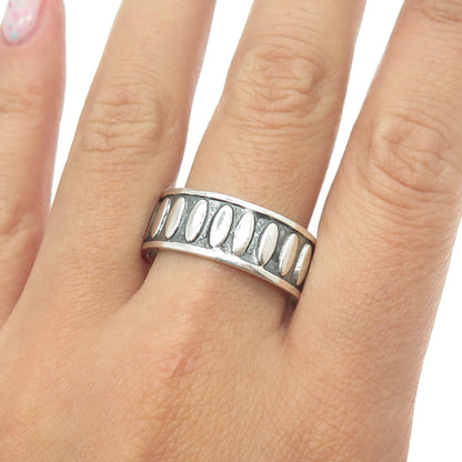 925 Sterling Silver Vintage Mexico Oval All Around Band Ring Size 12.5