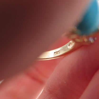 Chuck Clemency 925 Sterling Gold Plated Real Turquoise Tanzanite Ring Size 8.25