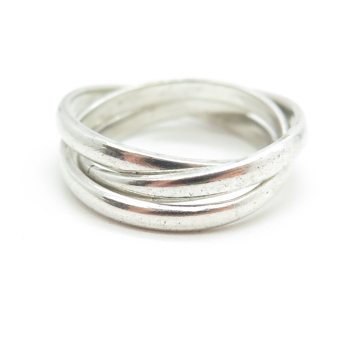 925 Sterling Silver Vintage Trinity Interlocked Band Ring Size 6.75