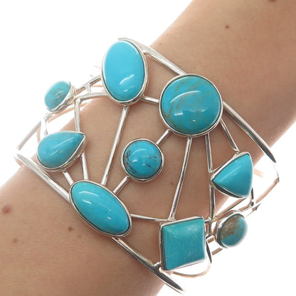 JAY KING DESERT ROSE Sterling Vintage Tyrone Turquoise Adjustable Bracelet 7"