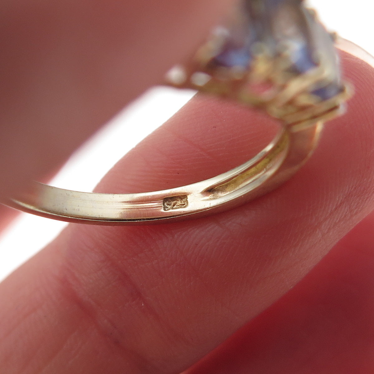 Chuck Clemency 925 Sterling Silver Gold Plated Real Tanzanite Ring Size 8.25