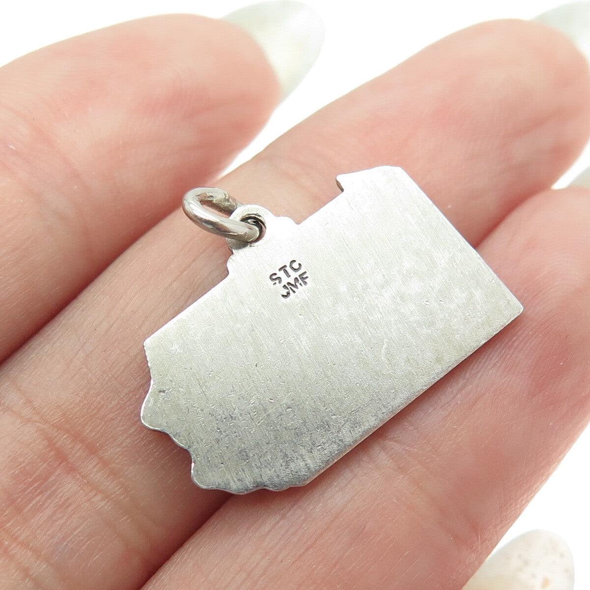 J.M. FISHER 925 Sterling Silver Vintage Pennsylvania State Map Charm Pendant