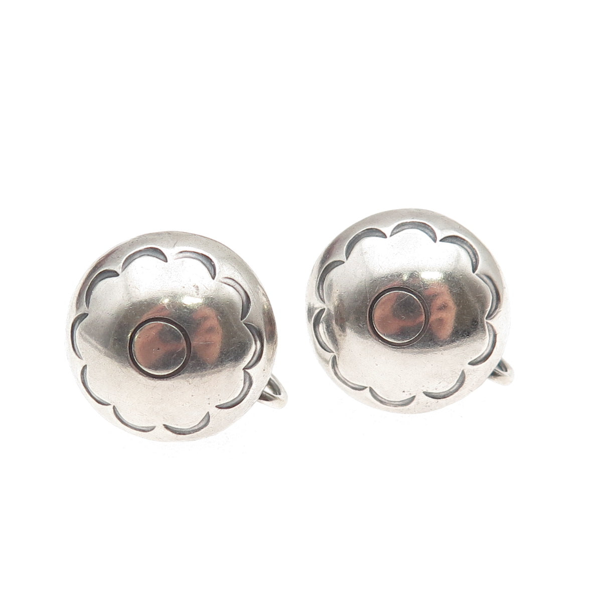 Old Pawn 925 Sterling Silver Vintage Southwestern Concho Screw Back Earrings