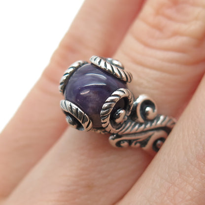 CAROLYN POLLACK 925 Sterling Silver Vintage Real Charoite Swirl Ring Size 5.25