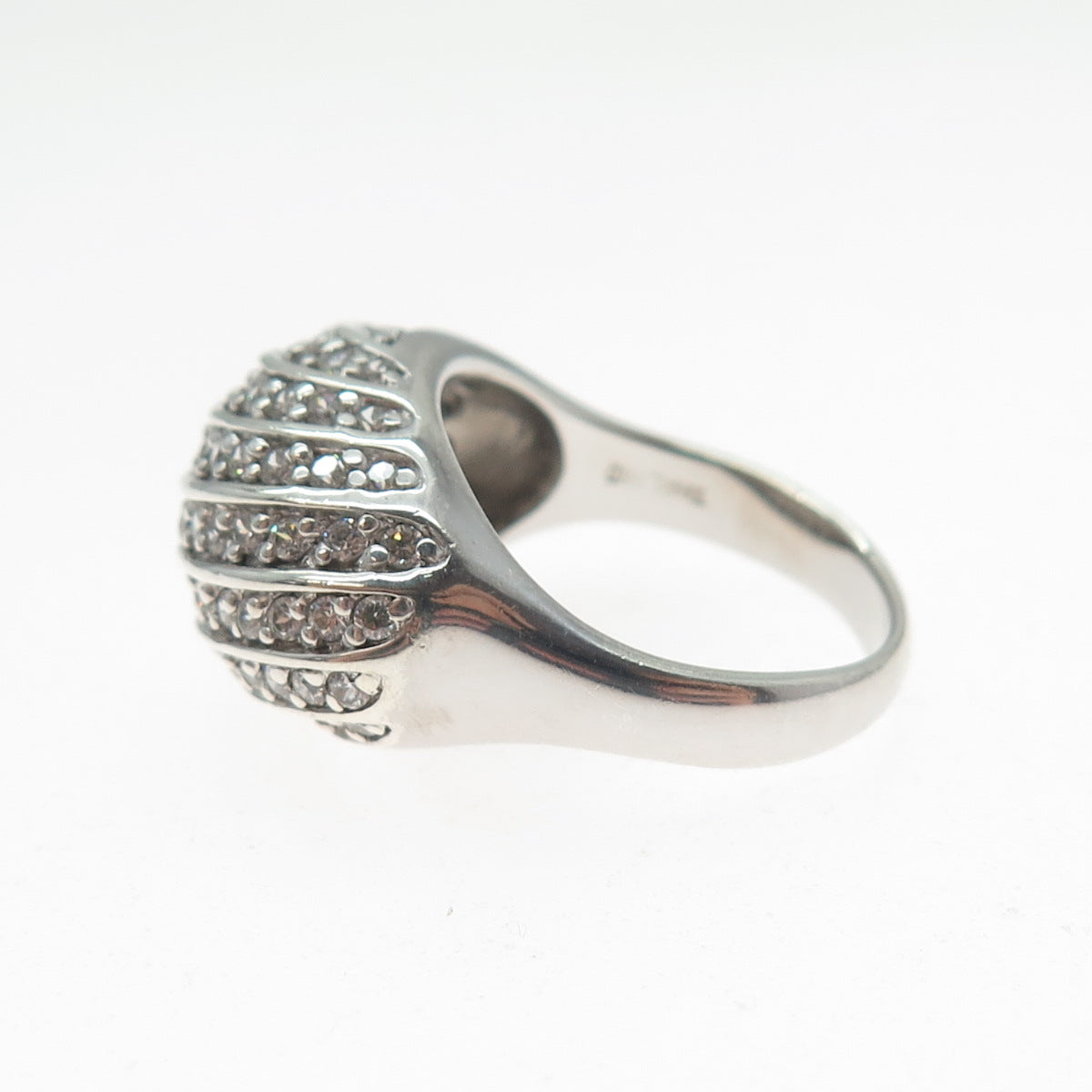 925 Sterling Silver Round-Cut C Z Sparkle Dome Ring Size 8