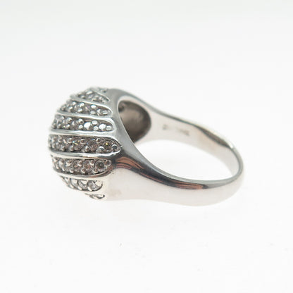 925 Sterling Silver Round-Cut C Z Sparkle Dome Ring Size 8