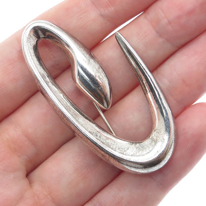 925 Sterling Silver Vintage Modernist Letter "C" Initial Oxidized Pin Brooch