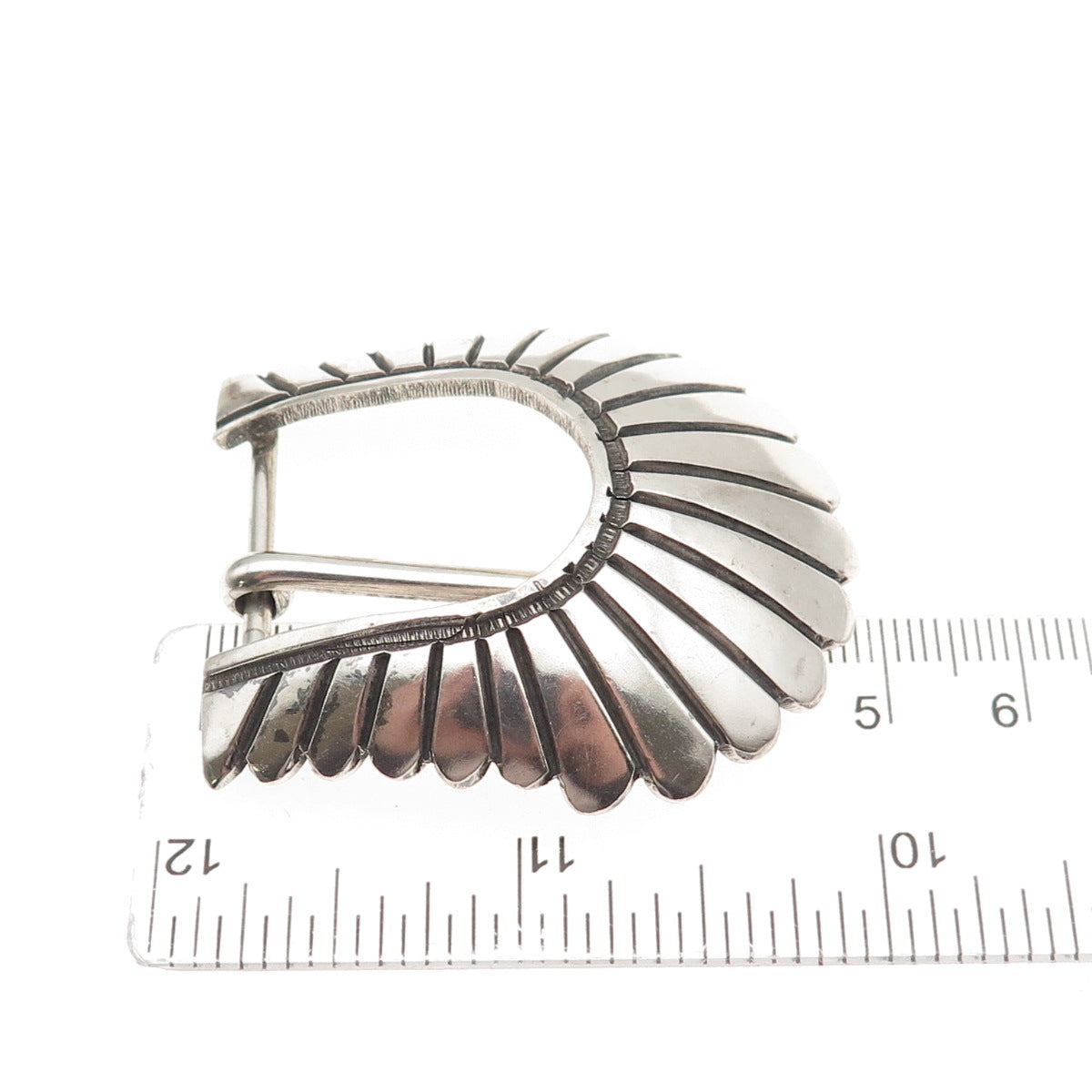 Kenneth Bill Navajo Old Pawn Sterling Silver Vintage Southwestern Belt Buckle